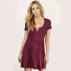 Tobi Taylor Baby Doll Skater Dress, Size M, Wine